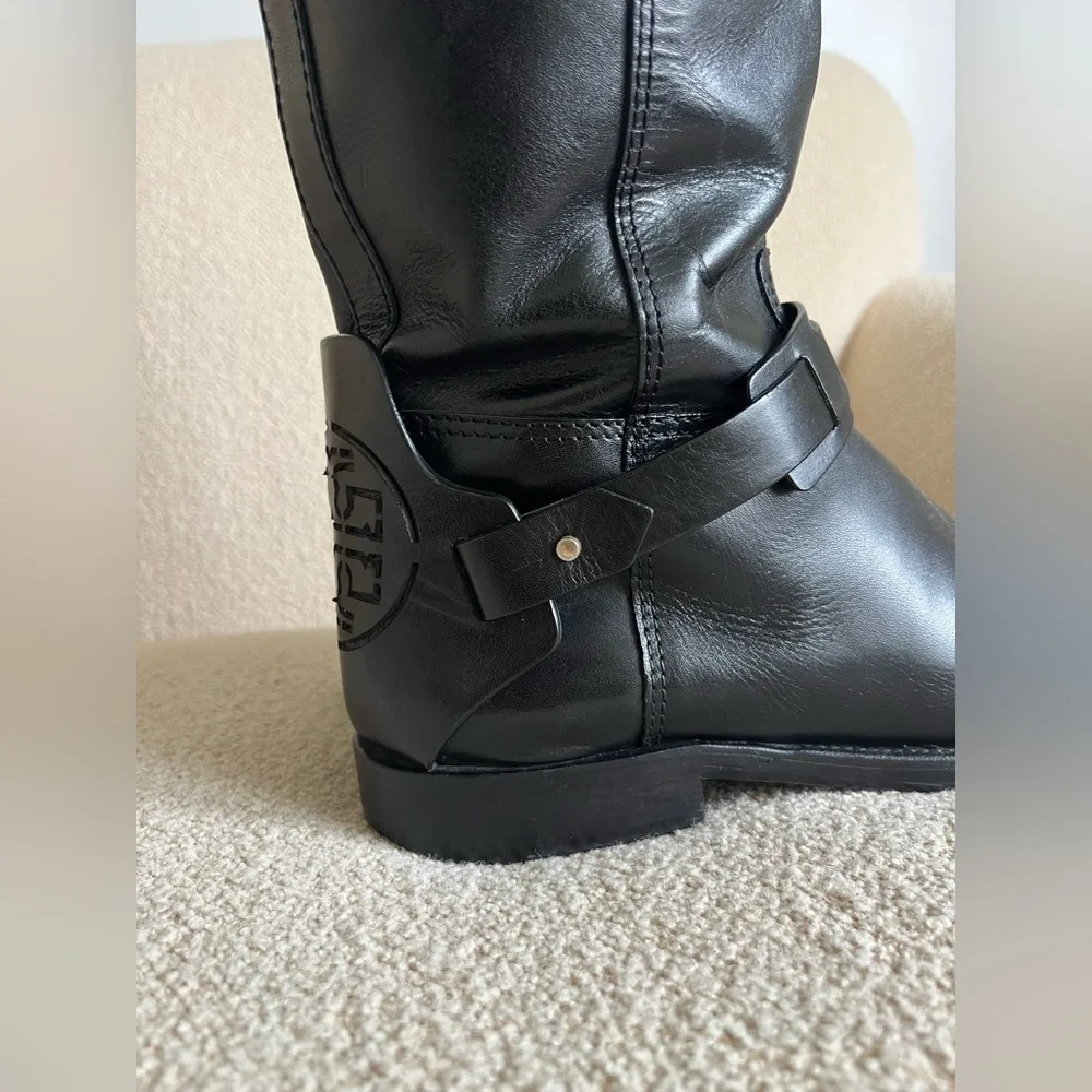 TORY BURCH Black Leather Over-the-Knee Riding Boots